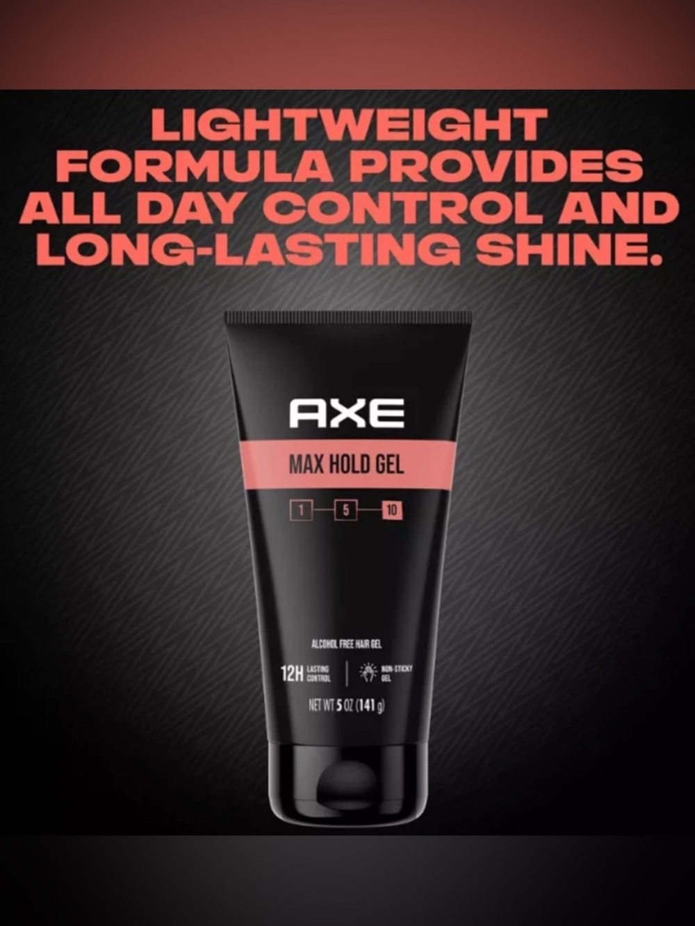 AXE MAX HOLD 12HR LASTING CONTROL ALCOHOL FREE HAIR GEL 5OZ BRAND NEW